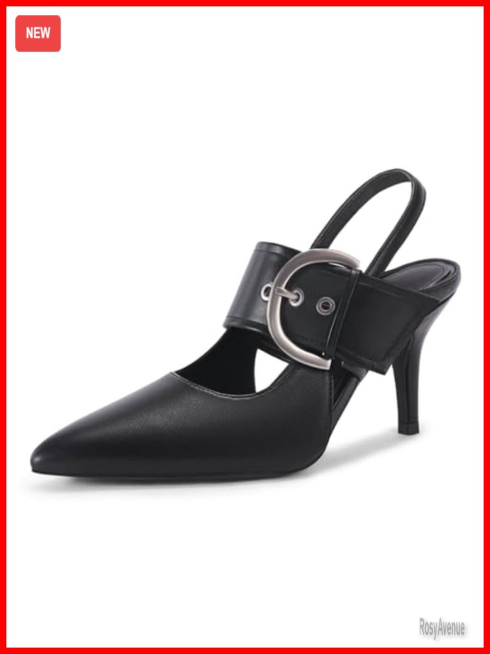 Womens Pointed Toe Slingback Pumps High Heels Buckle Dressy Work Shoes